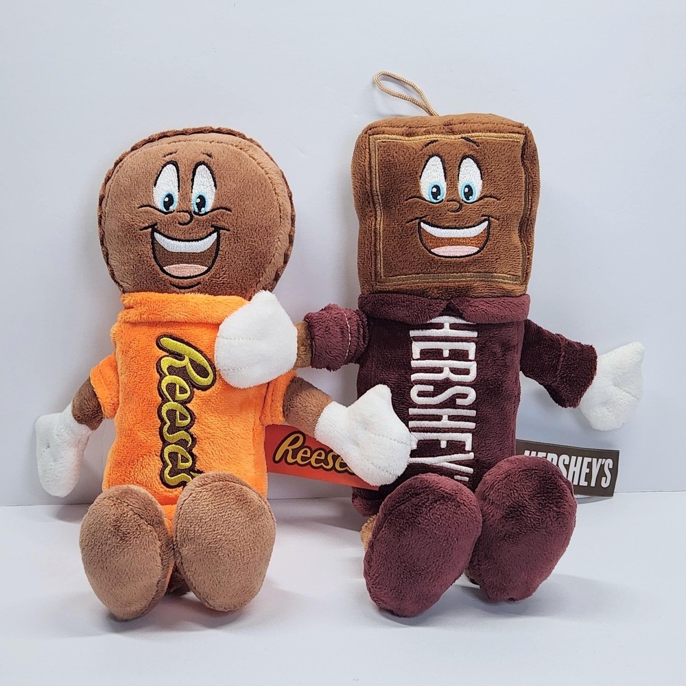 Hershey's Reese's Chocolate Bar Cup Plush Stuffed Toys Lot 2 Medium 16" Cute